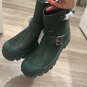 Rare Coach Millie Forest Green Leather Boots
